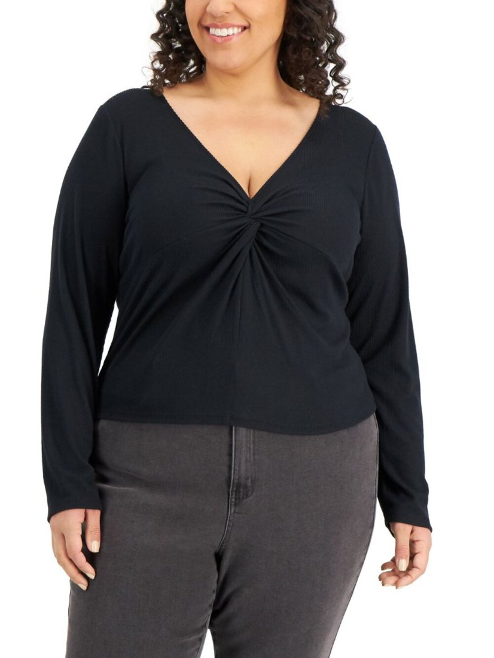 Hippie Rose Juniors Trendy Plus Size Twist-Front Top